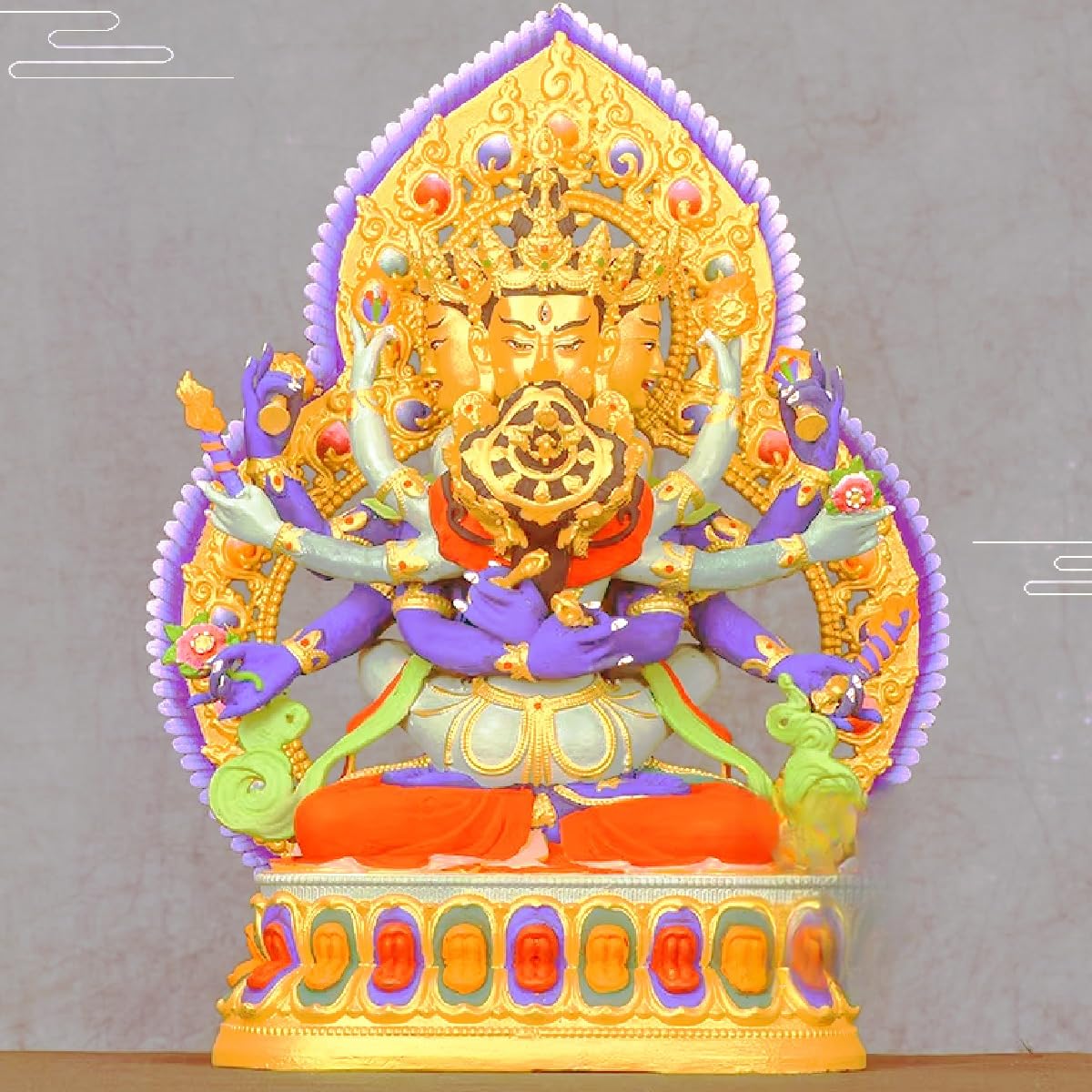 Escultura de estatua de Buda de meditación de 10,5 pulgadas, decoración de estatua de Buda Guhyasamāja Tantra, colorida estatua de Buda de bronce antiguo, altar de meditación en el hogar, sala de esta