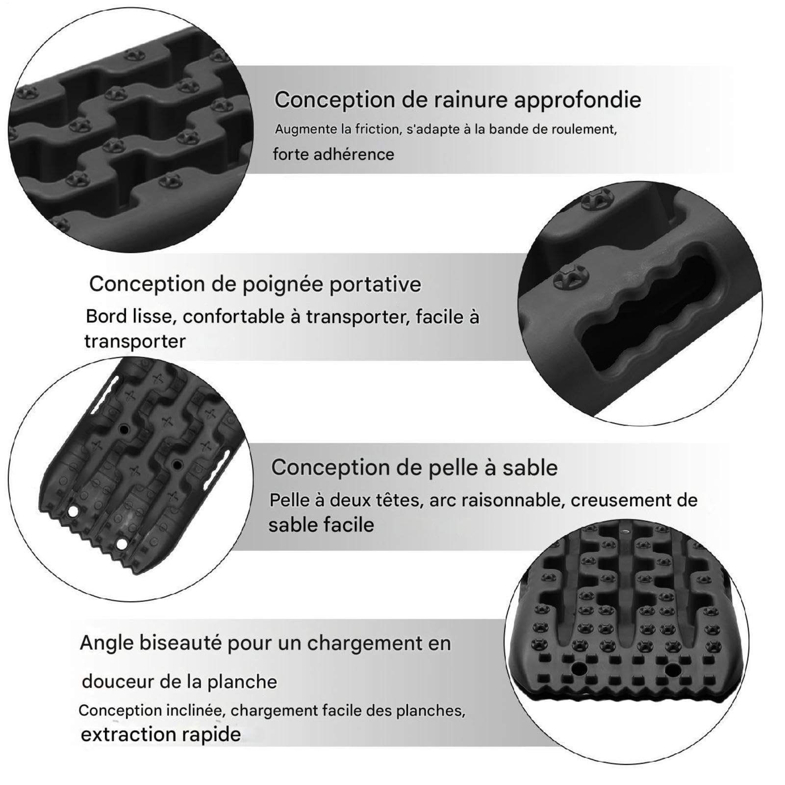 2 Pièces Plaques De Sable Tout-terrain,Tapis De Traction Échelle De Pneu