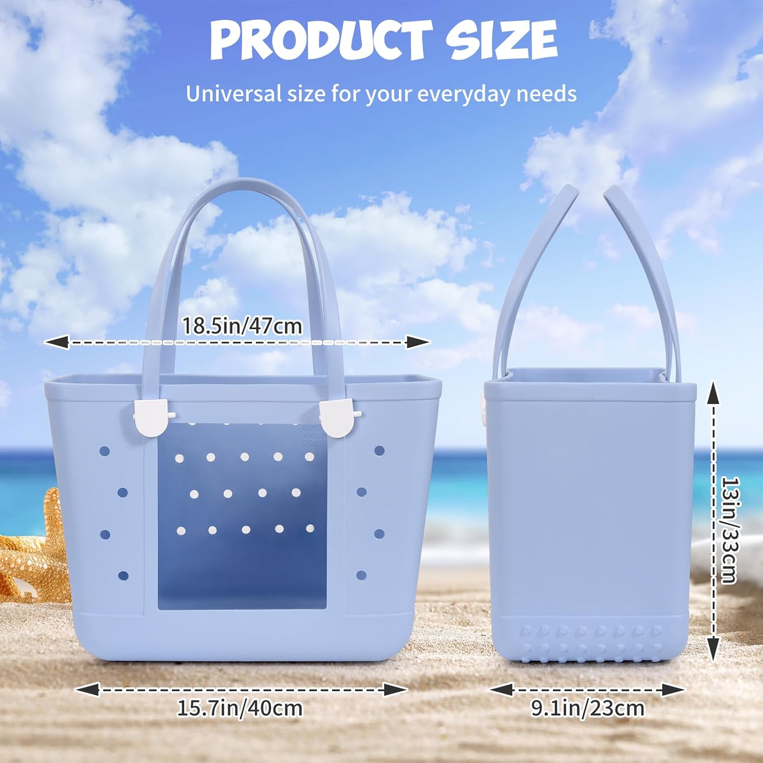 Small Rubber Beach Bags for Kids, Waterproof Sandproof Rubber Tote Bags Pool Bag for Travel, Boat, Sport - Image 4