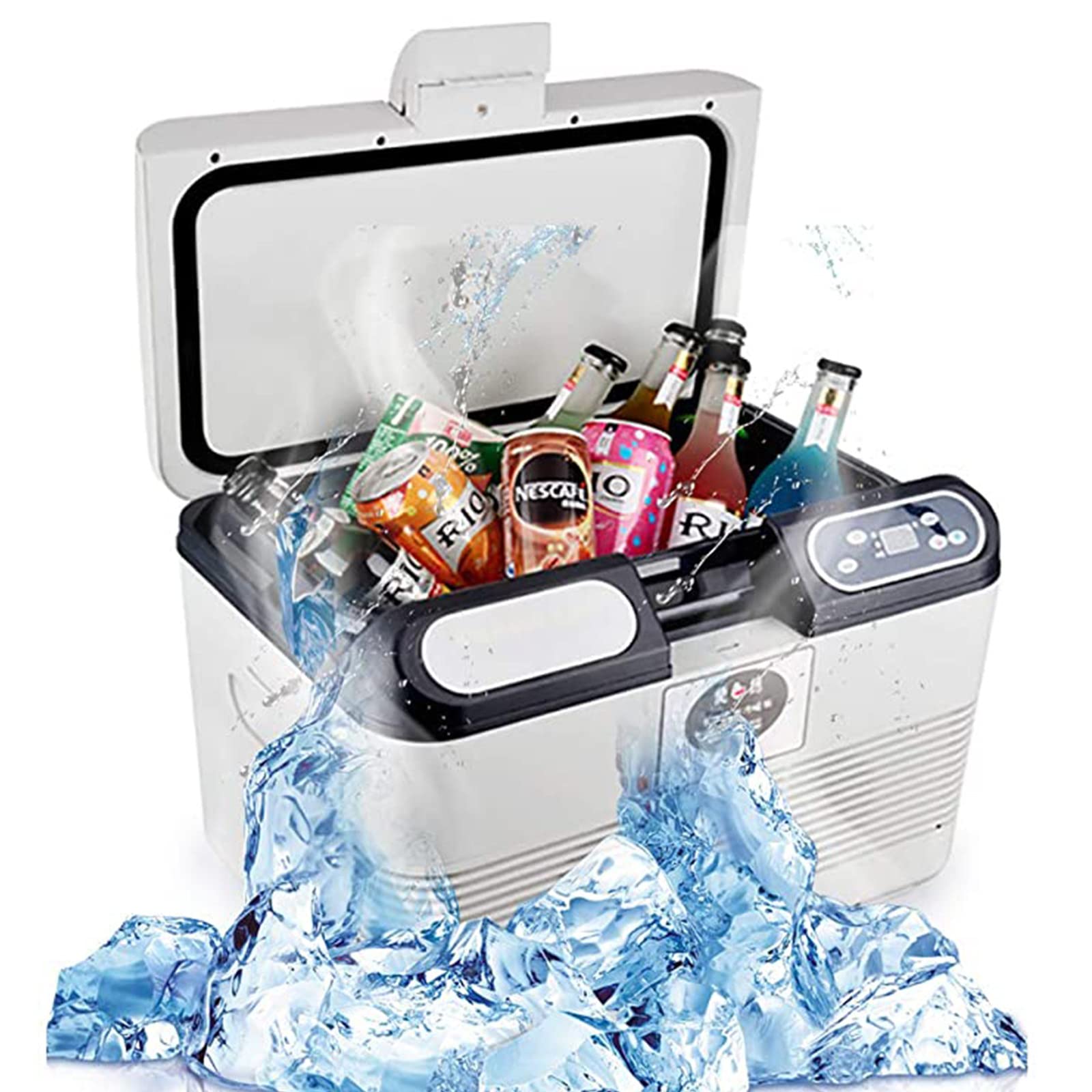Mini refrigerador portátil para coche, 12/24 V CC, 110/240 V CA, para uso doméstico, función de frío y calor (-10 °C a 65 °C), 15 L, para camping, viajes, pesca y autocaravanas, 220 V