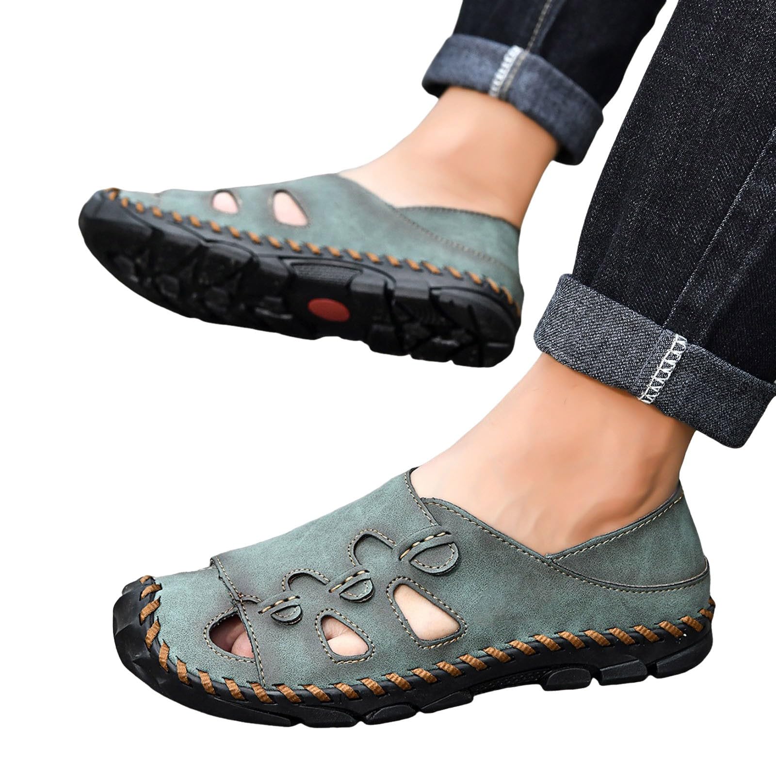 Sandalias Verano Hombre-Sandalias de verano con punta abierta, transpirables, informales, para caminar, ligeras, para la playa, cómodas para viajar.