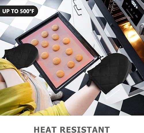 Miniatura 2 de 1 par de guantes cortos para horno con soporte para ollas, guantes de silicona para horno de cocina, resistentes al calor, 500 , mini guantes para