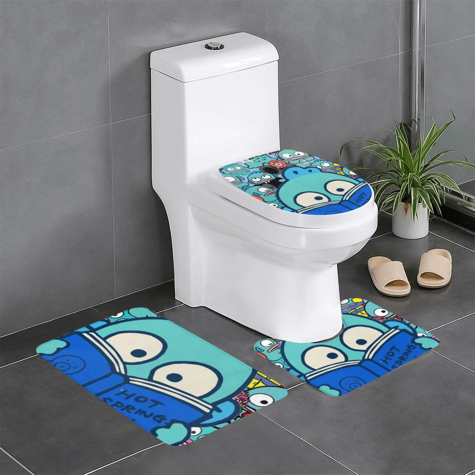 Amazon｜ハンギョドン (1) 3点セット トイレマット フタカバー 便座