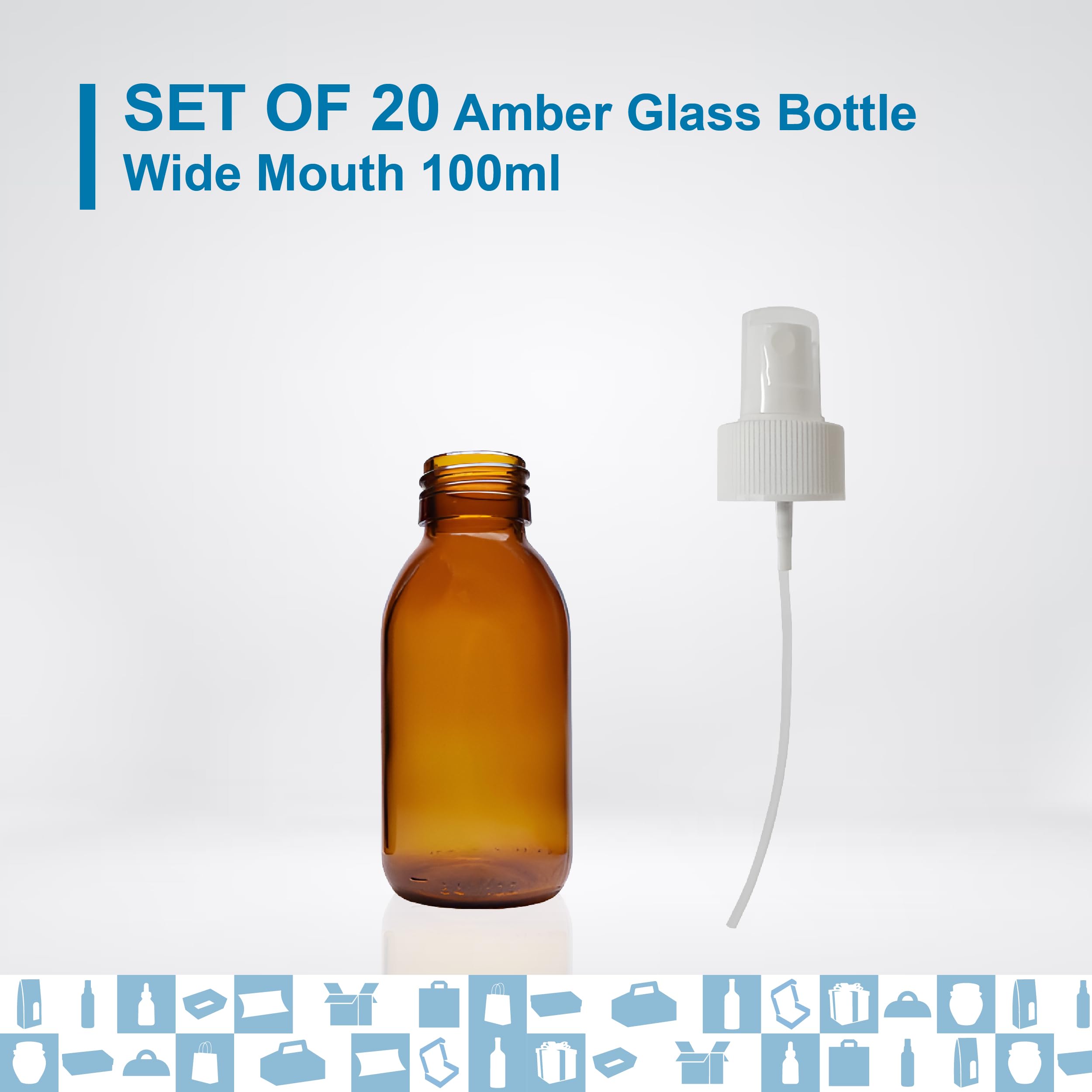 20 x Sprühflasche aus Glas, bernsteinfarben, 100 ml, mit Deckel des Zerstäubers – Spray für ätherische Öle, Kosmetik, Probenduft, Haarspray – Hautpflege und Haarpflege