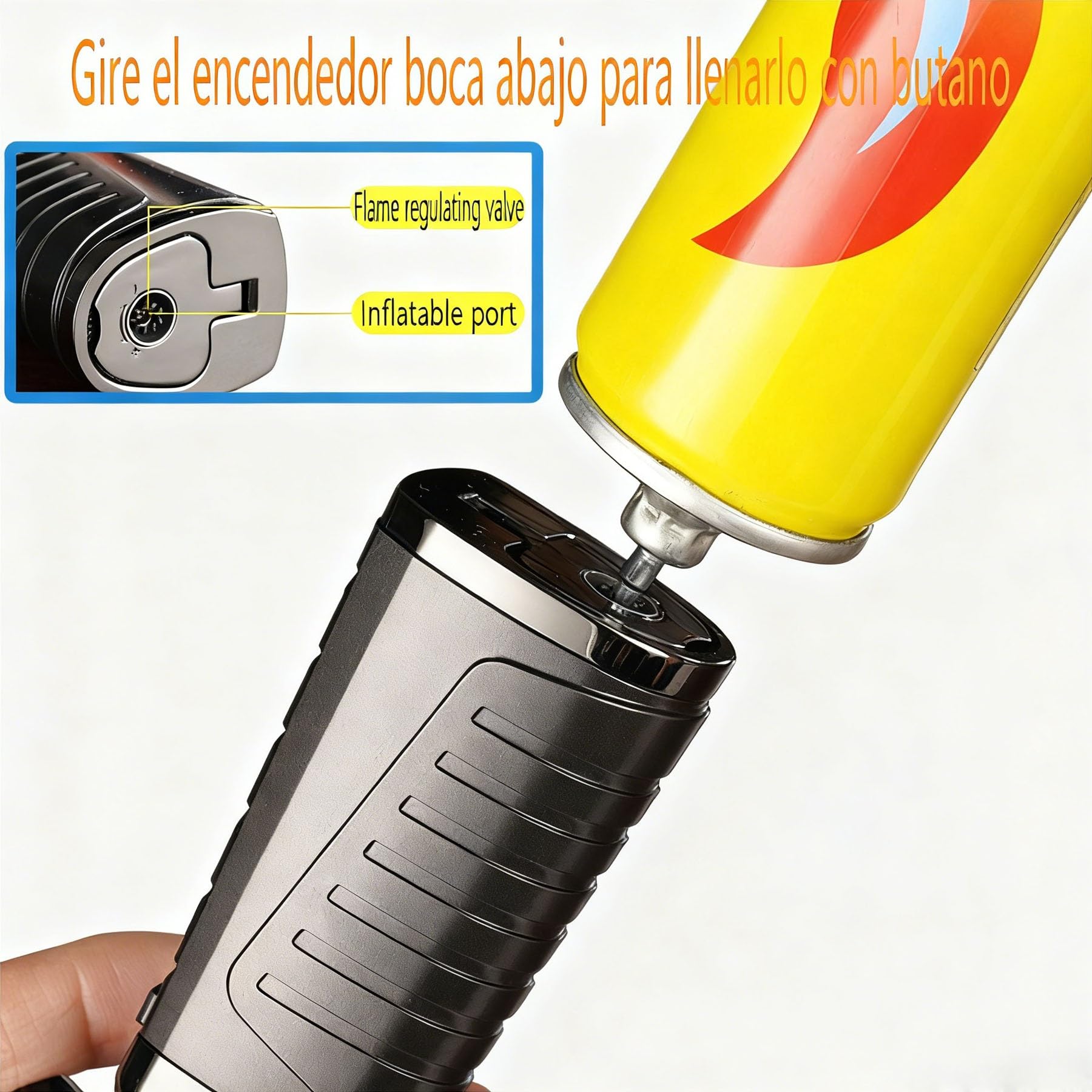 Encendedor de antorcha, resistente al viento, recargable, con llama ajustable, bloqueo de seguridad para barbacoas, velas, camping y uso al aire libre