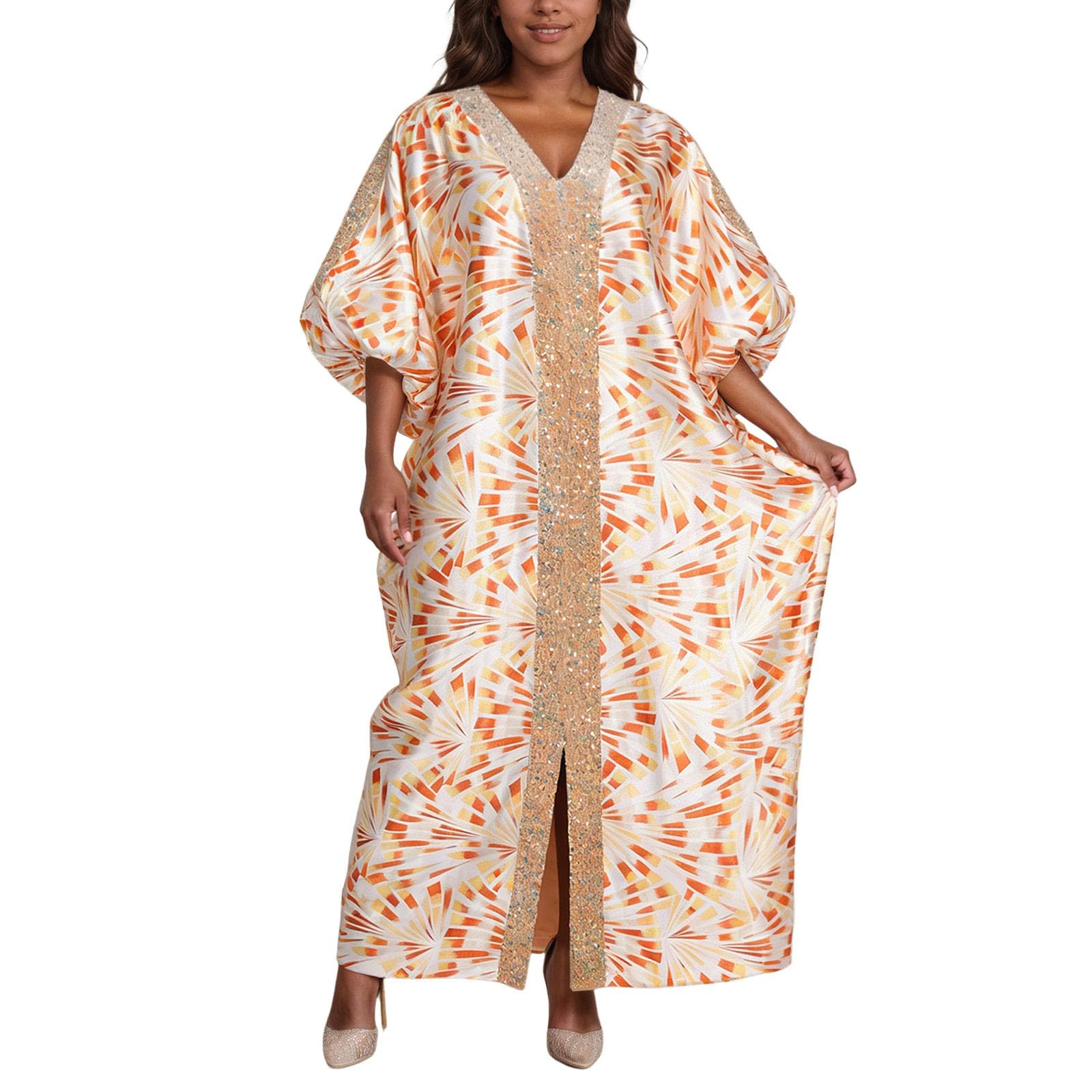 Generisch Abito africano bubuu con fessura anteriore, elegante abito plus size