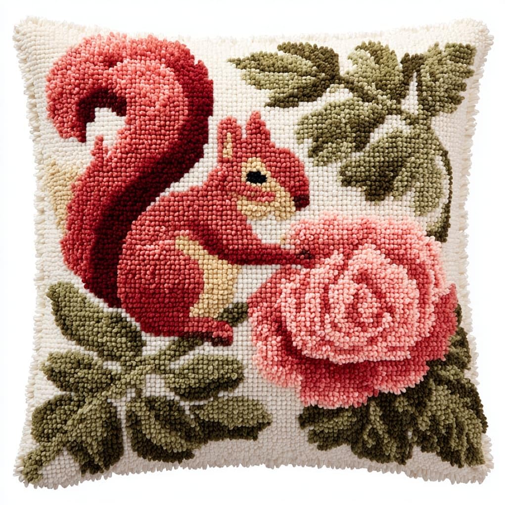 Wallustrioaw Flowers And Squirrels Diy Latch Hook Kits 43X43cm,