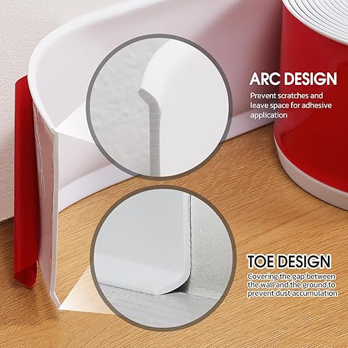 Miniatura 5 de NuFlySic Base flexible de pared para zócalo, base de goma para despegar y pegar, 4 pulgadas de ancho x 20 pies de largo, base de pared de vinilo