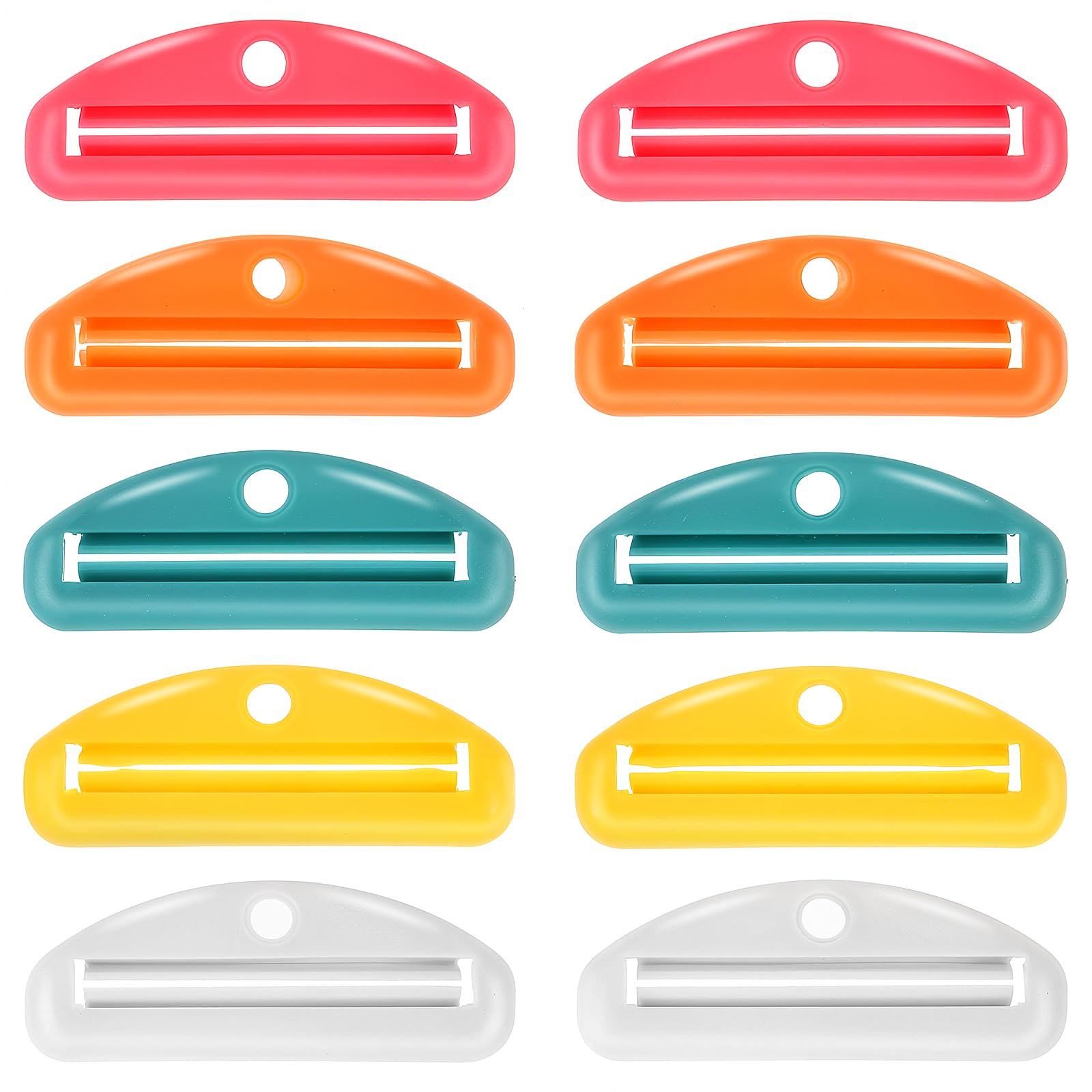 10pcs Toothpaste Squeezer, Plastic Tooth Paste Tube Wringer Dispensers Hanging Toothpaste Clips for Bathroom Saving Facial Cleanser Creams Paint, Assorted Colors