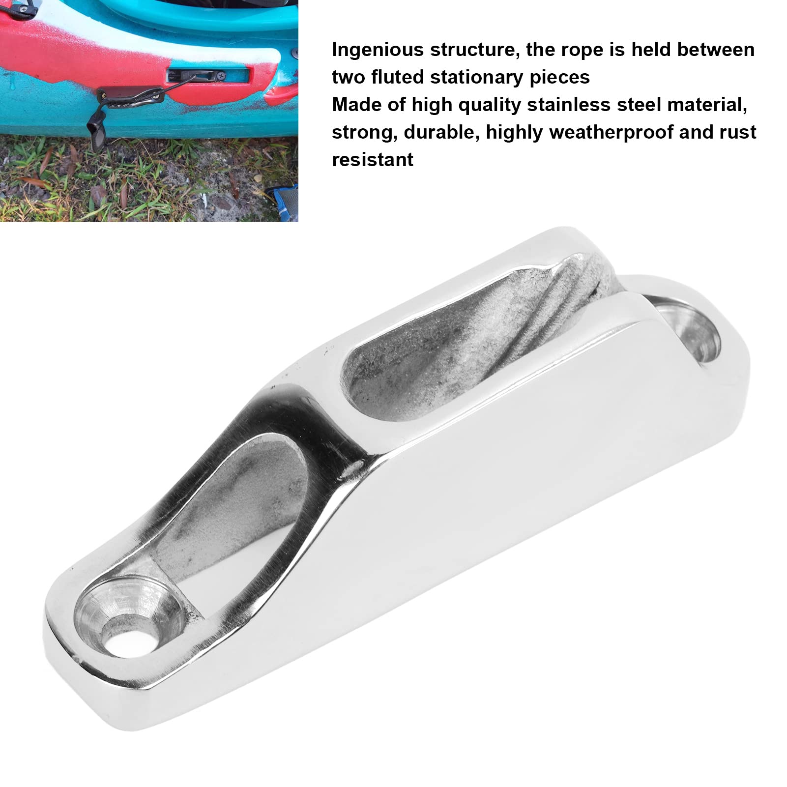 Marine Grade 316 Stainless Steel Boat Cleat Clam Cleats for Rope Boat Rope Clam Cleat 18x80mm Hardware Suitable for Ship Kayak Accessories