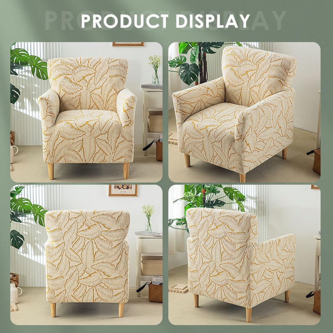 Waterproof Banquet Armchair Slipcover Stretch Modern Arm Chair Covers Reading Accent Chair Covers with Arms Protector for Living Room Gold 1 Pack