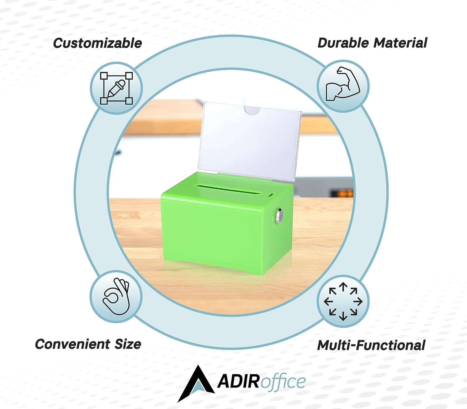 Adir Acrylic Donation Boxes with Sign Holder (6.25x4.5x4 In, Green), & Adir Acrylic Donation Boxes with Sign Holder (6.25x4.5x4 In, Yellow) Bundle image 4