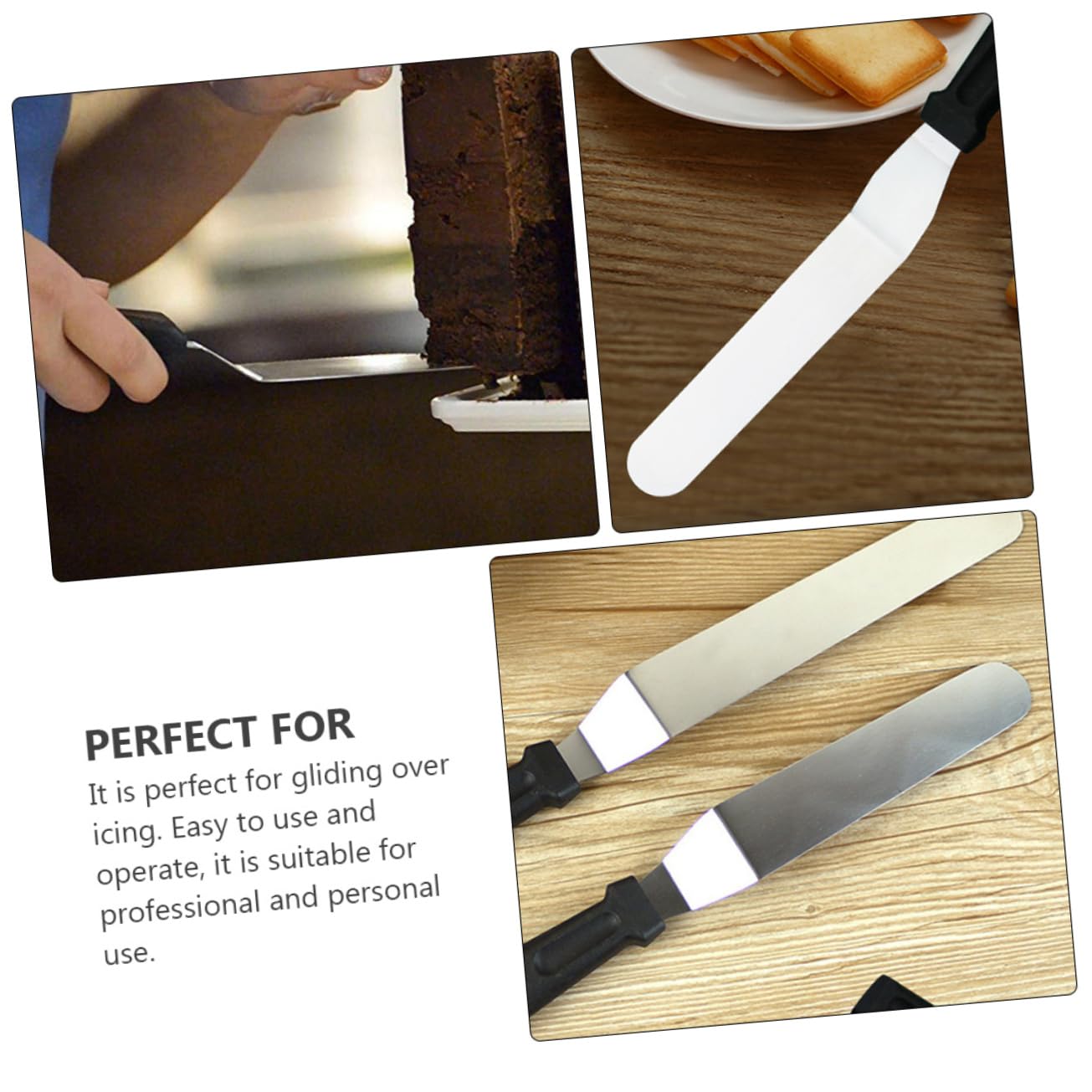 MUCKLILY 4Pcs Icing Spatula Angled Cake Decorating Tool with Ergonomic Plastic Handle for Jam and Spreading Versatile Baking Utensils for Home and Bakery Use