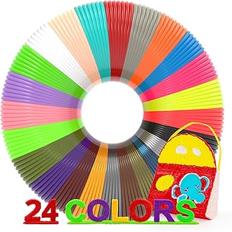 dikale 3D Printing Pen Refills PLA Filament 1.75mm 24 Vibrant Colors 240 Feet, Each Color 3 Meters (10 Feet) - 250 Stencils eBooks - Fit for SCRIB3D P1 and MYNT3D Pens