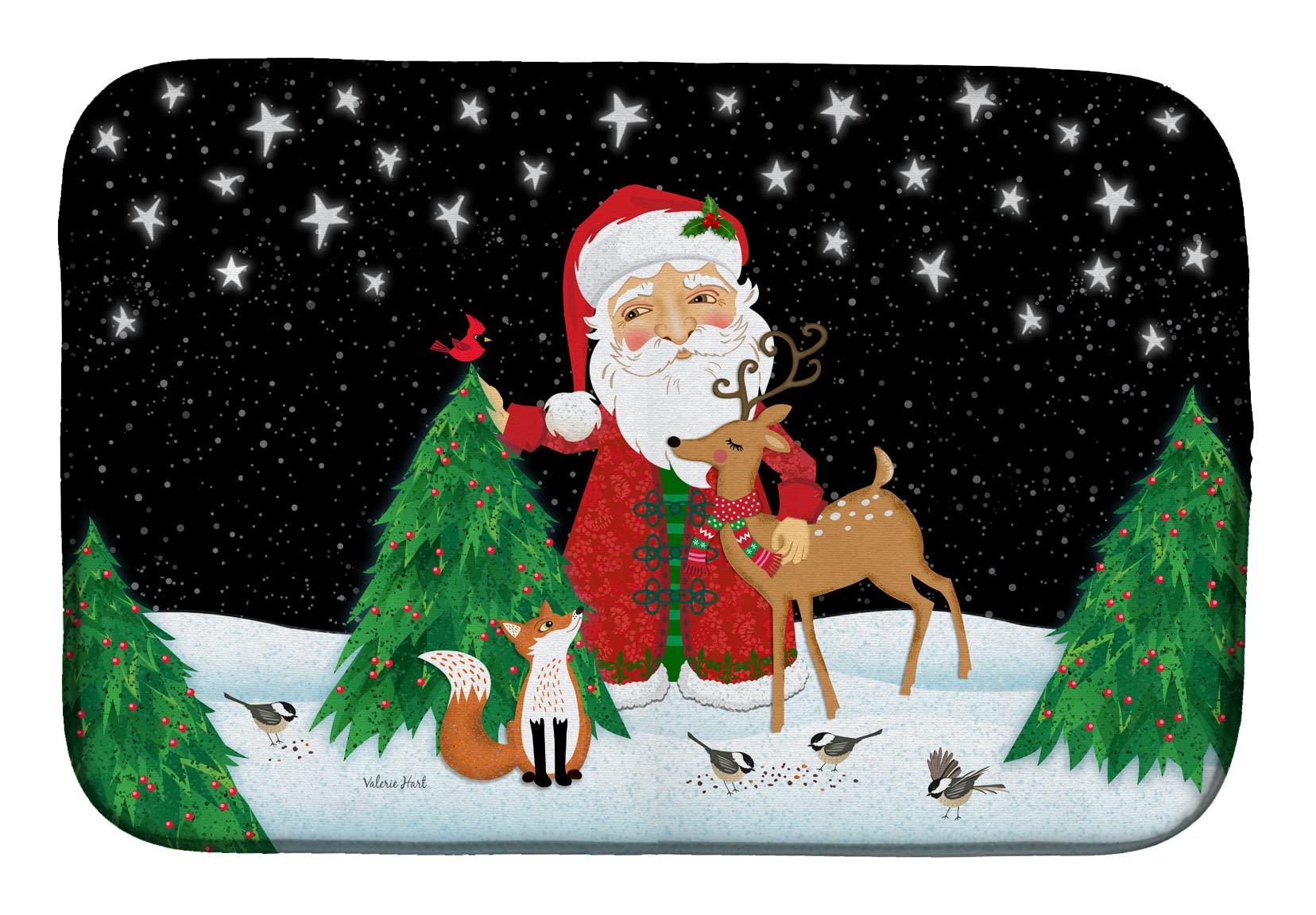 Caroline's Treasures VHA3033DDM Santa Claus Christmas Dish Drying Mat Absorbent Dish Drying Mat Pad for Kitchen Counter Dish Drainer Mat for Countertop, 14 x 21