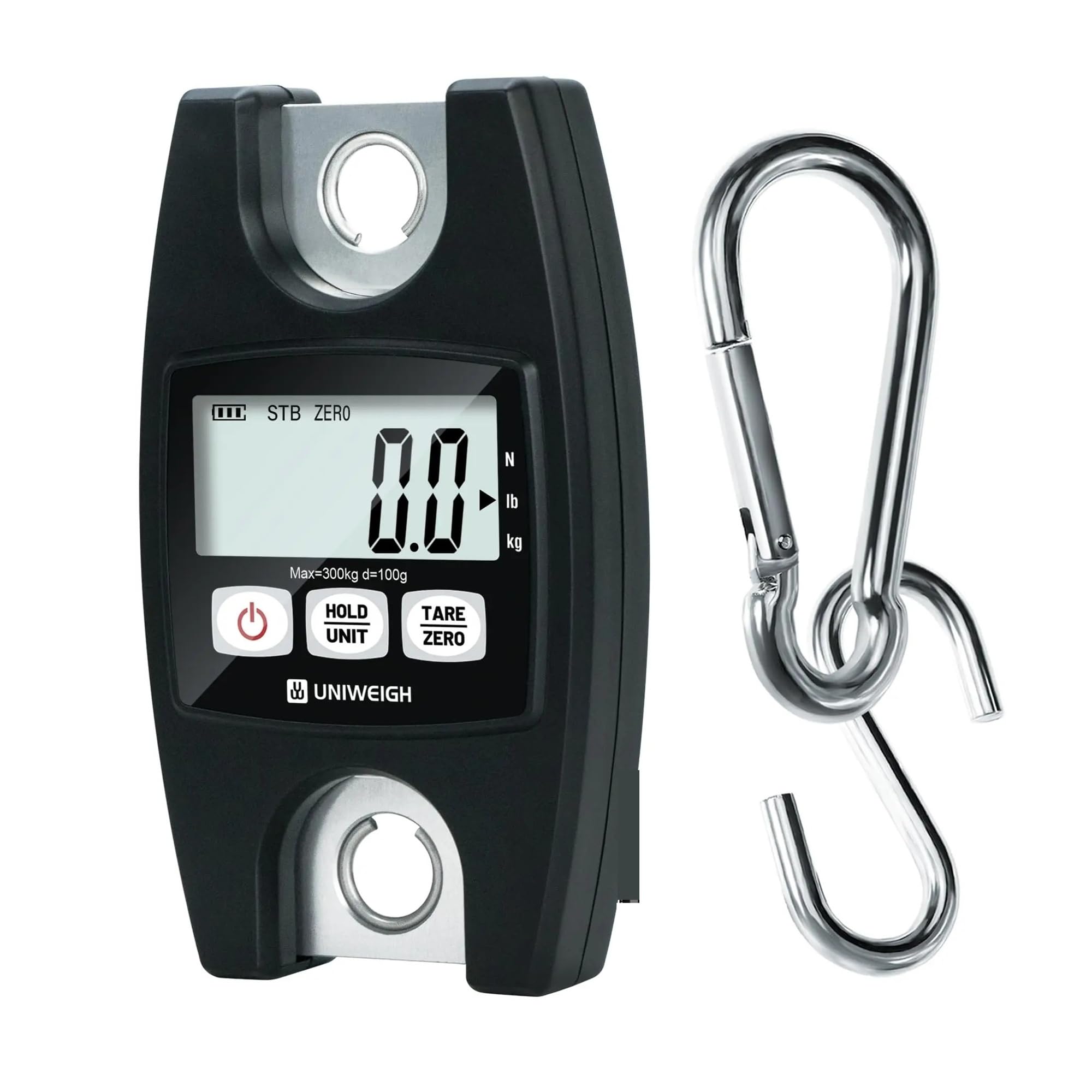 Bilancia sospesa digitale 660 lb/300 kg, mini bilancia da gru industriale portatile con ganci, con funzioni LCD/mantenimento/tara per Garage Farm
