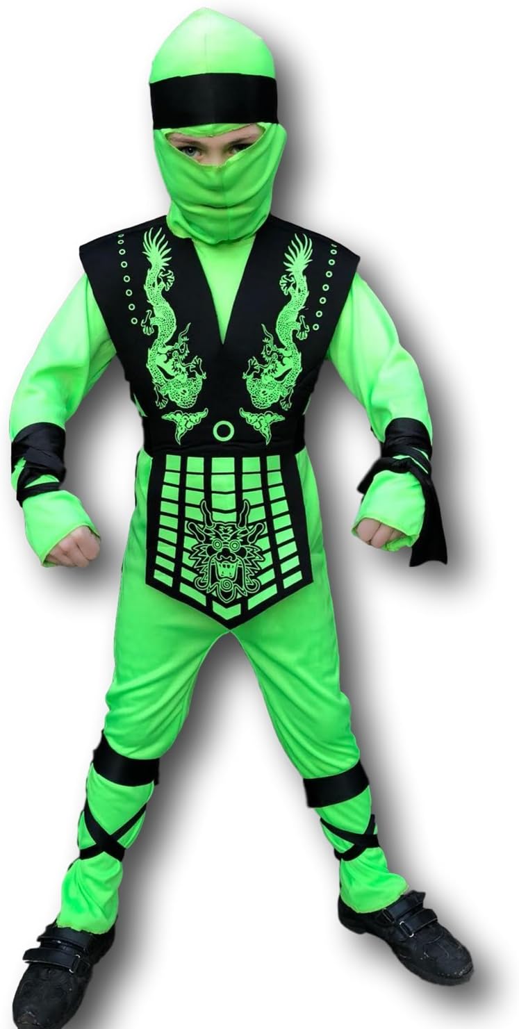 Traje Ninja Accesorios Disfraz Niño Ninja Azul - Traje Completo Con Accesorios, Talla 5-6 Años, 100% Poliéster Disfraz Libro Día