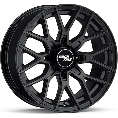 RockTrix RT104 14in ATV Wheels Rims 14x7 Matte Black, 4x156 Bolt Pattern, 4+3 offset, Compatible with Polaris Sportsman RZR Ranger - 4/156 (Set of 4)