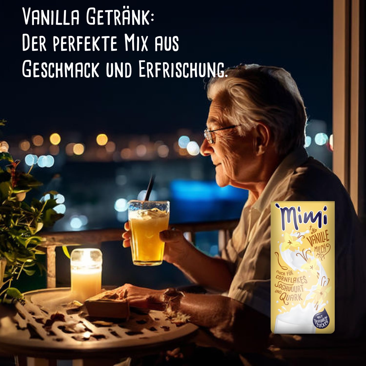 Mimi Milch-Mix Bebida Vainilla Bebida en polvo 12 x 400 g - Paquete de almacenamiento - Deliciosa bebida con sabor a vainilla - Soluble en frío y caliente - Ideal para ocio, oficina, familia grande