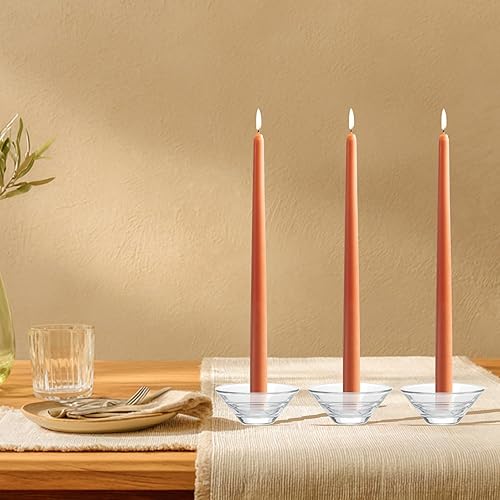 Miniatura 2 de Smtyle Portavelas de vidrio transparente, cónico alto, compatible con velas de té y mini pilar, centro de mesa moderno, regalo de inauguración de la