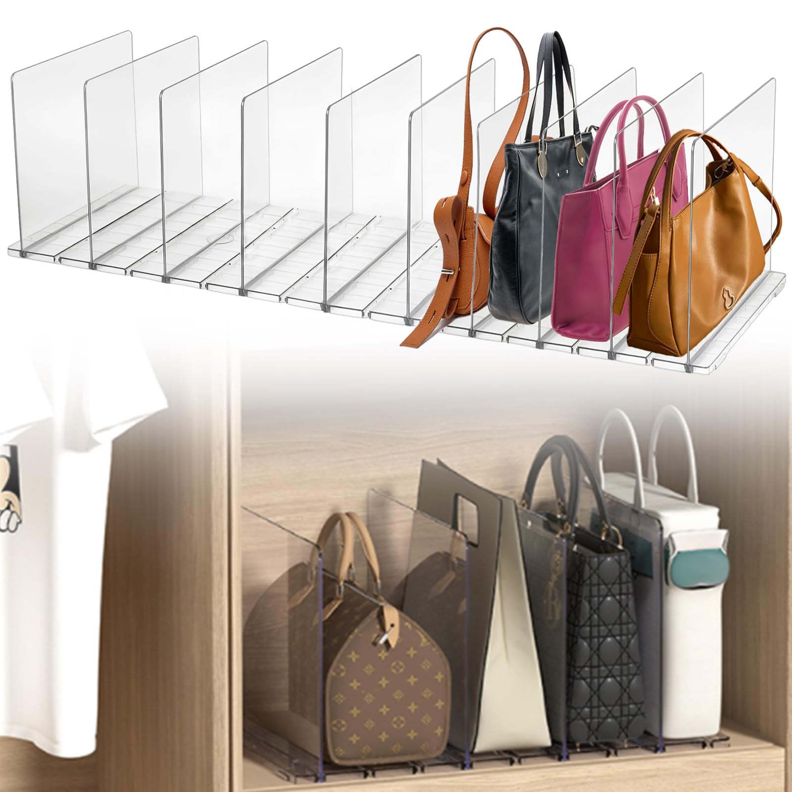 Sac de rangement en acrylique DAJAVE transparent pour étagère d'armoire épurée