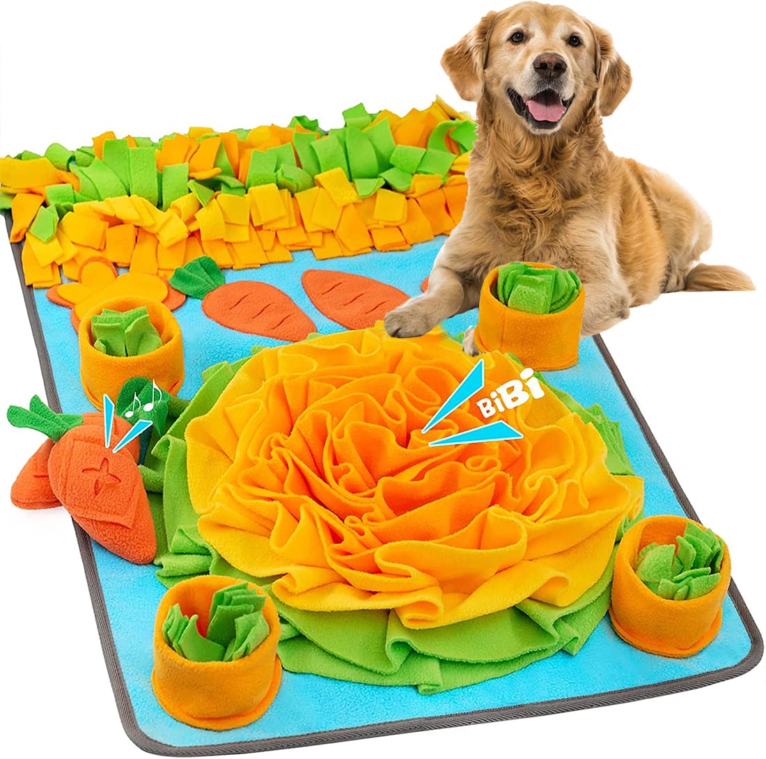 Pet Snuffle Mat for Dogs Puzzle Toy Large Sniffing Mat with Squeaky Dog Interactive Toys Portable Indoor/Outdoor Feeding Mat for Foraging Skills & Encourages Nose-Work
