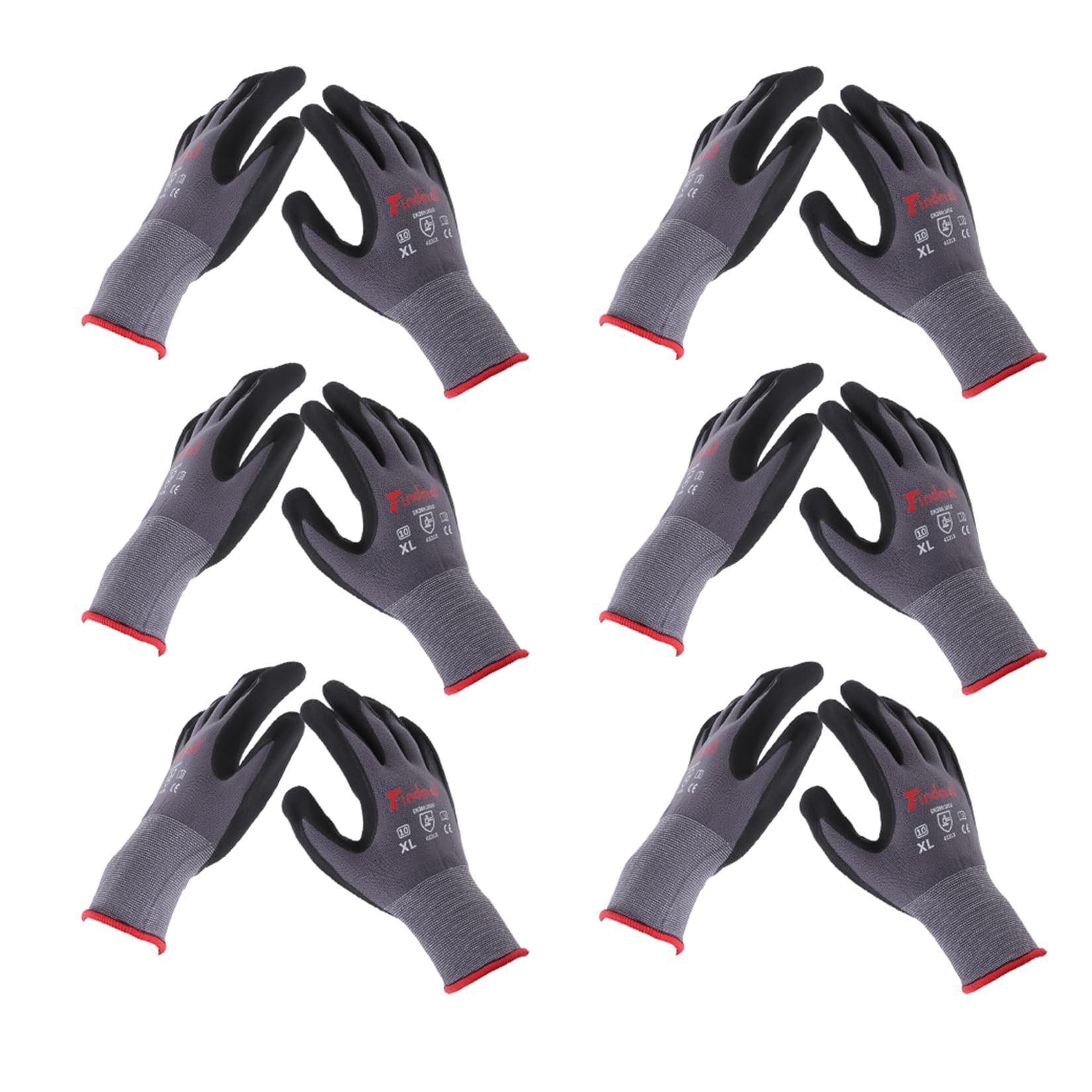 SOHNVWTGD 6 Pairs X-large Work Gloves Seamless Knit Glove Gardening Gloves Women Men Fit for Warehousing and Logistics, Construction Sites, Horticultural Planting
