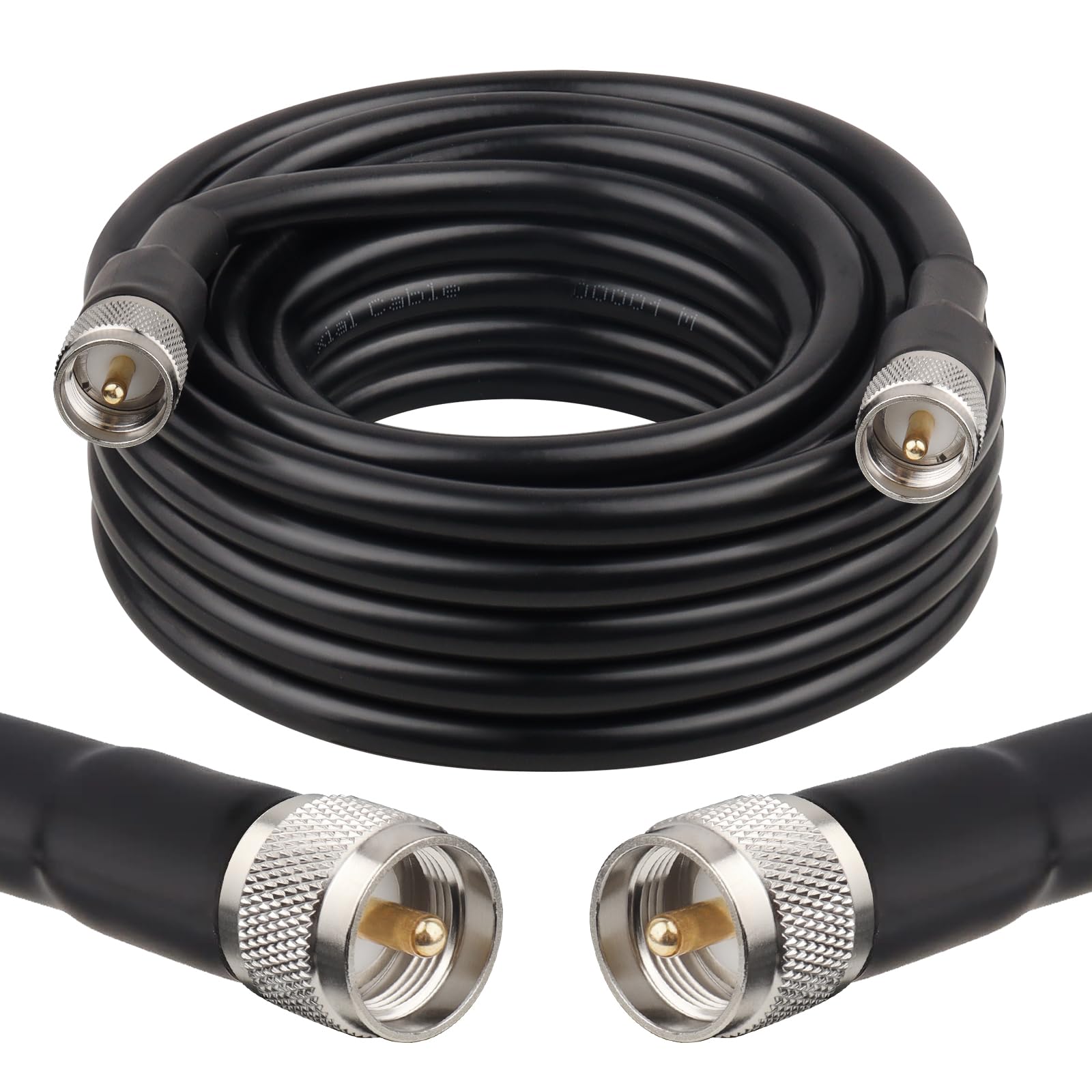 Câble Coaxial RG400 PL-259 UHF Mâle Vers Mâle – 30 Cm – Faible Perte – Talkie-Walkie, CB Radio, Antenne