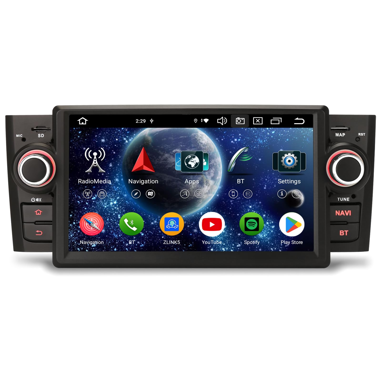 Android 14 8-Core 4GB+64GB Autoradio GPS Navigatore per Fiat Grande Punto Linea Supporta Bluetooth 5.0 Wireless CarPlay Android Auto WiFi 4G DSP RDS Canbus 7 pollici Touchscreen