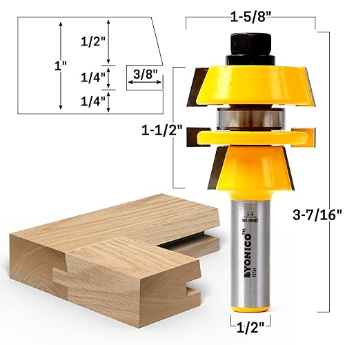 Miniatura 3 de YONICO Juego de brocas para enrutador de montante y riel, 12119 (1 unidad)