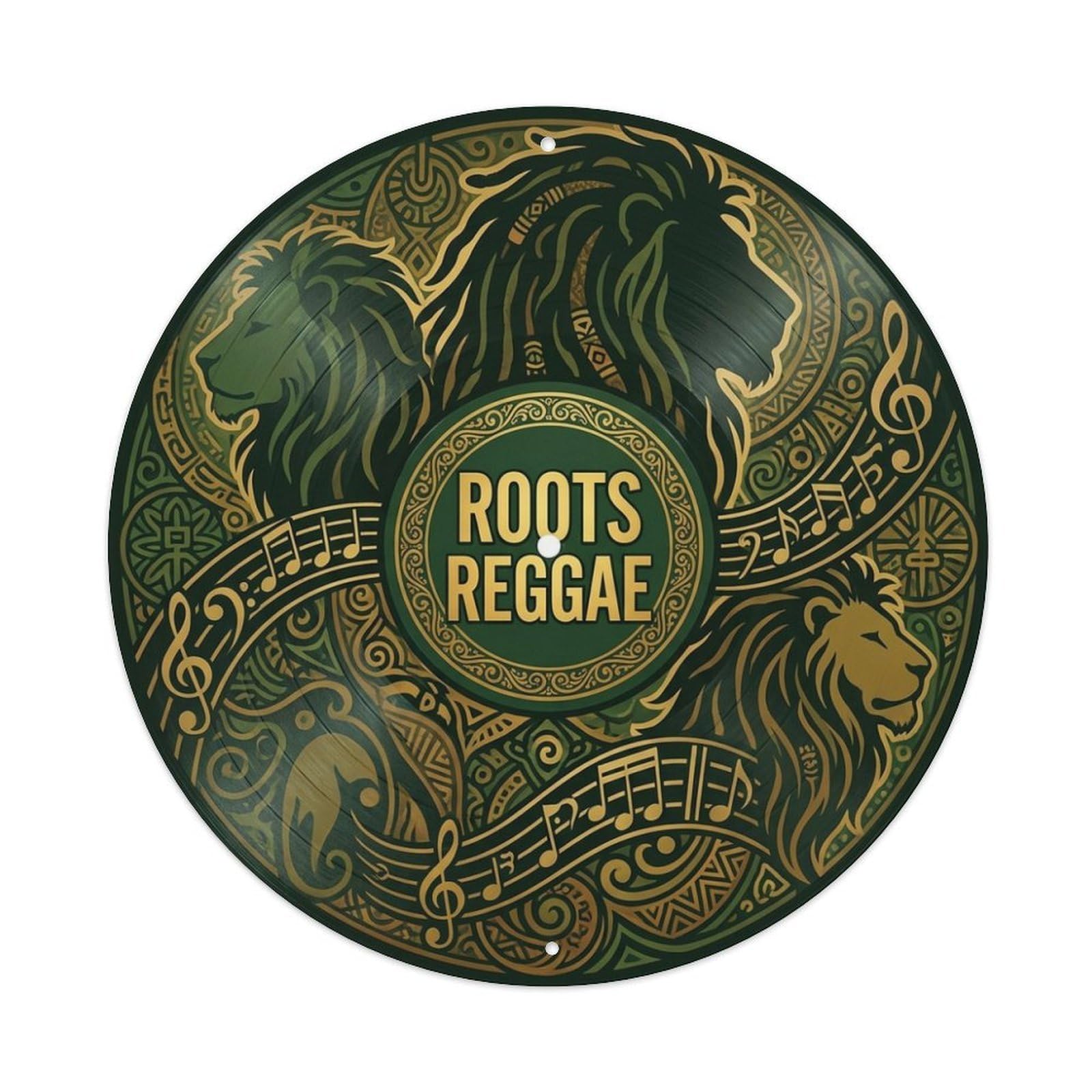 Reggae Turntable Groove Lion Roots Record Cover Metal Tin Sign