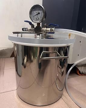 Stainless Steel Vacuum Degassing Chamber Kit, Low Noise Resin Defoaming Barrel for Stabilizing Wood/Epoxies Casting, Large Resin Bubble Tank1.6 Gallon/6L