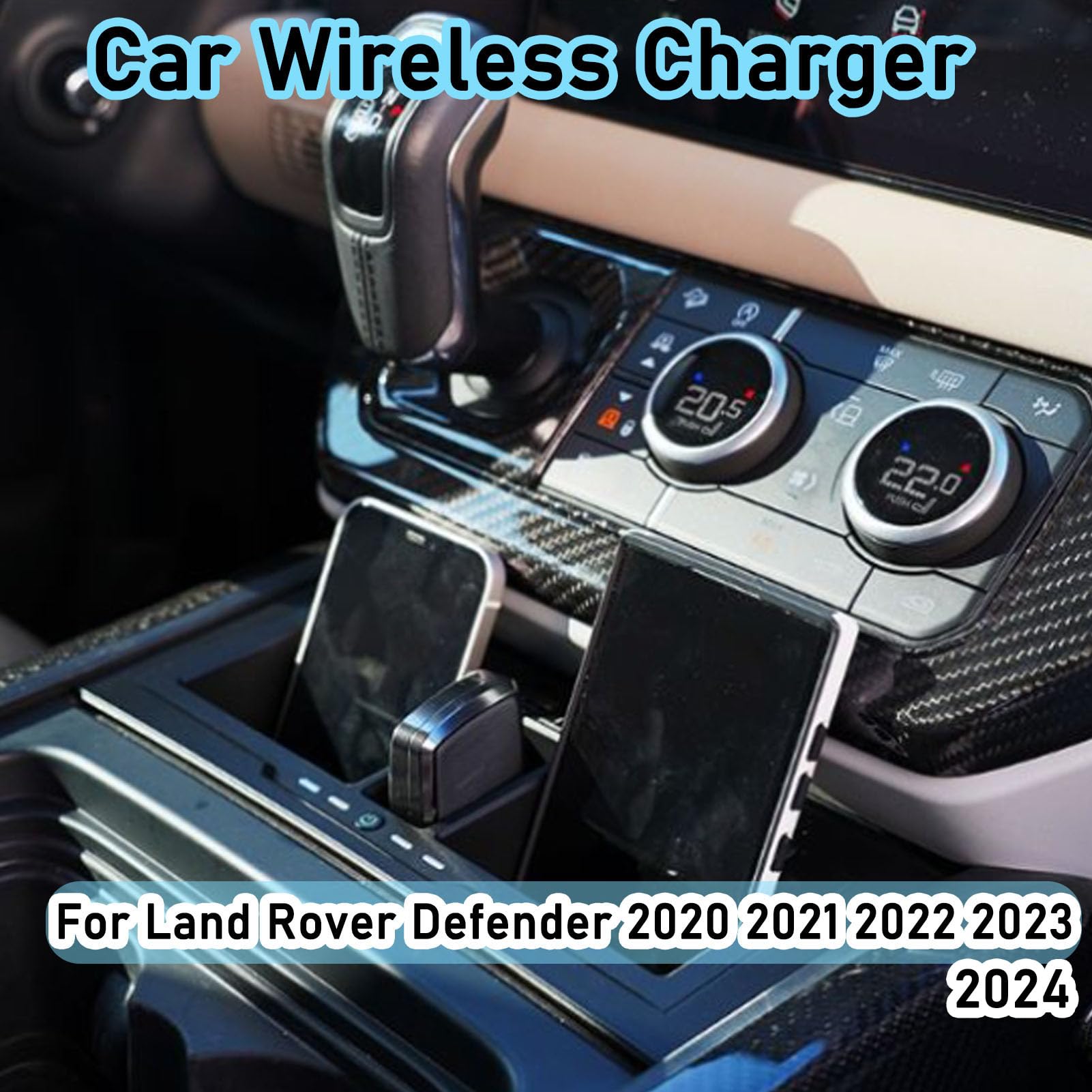 Caricabatterie Wireless per Auto per Defender 90 110 130 Tutti i Modelli Accessorio con Doppio Wireless da 15 W e USB da 27 W Qc3.0+Type-C Ricarica Rapida Regalo per la Famiglia