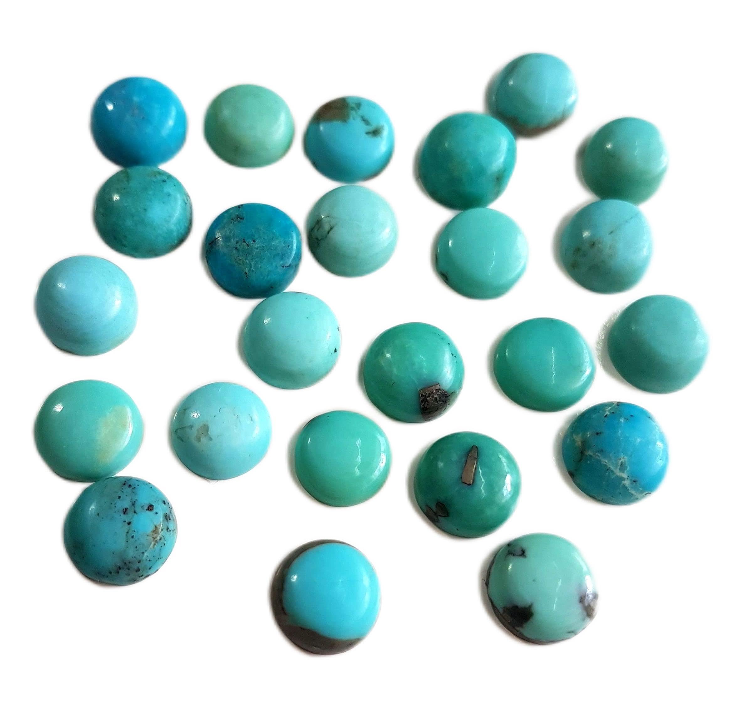 AAA+++ American Turquoise Gemstone cabochons Oval/Round Shape Smooth Cabochons Size 5x7 To 7x8 MM 10 Pcs Gemstone [LQB 37-38]