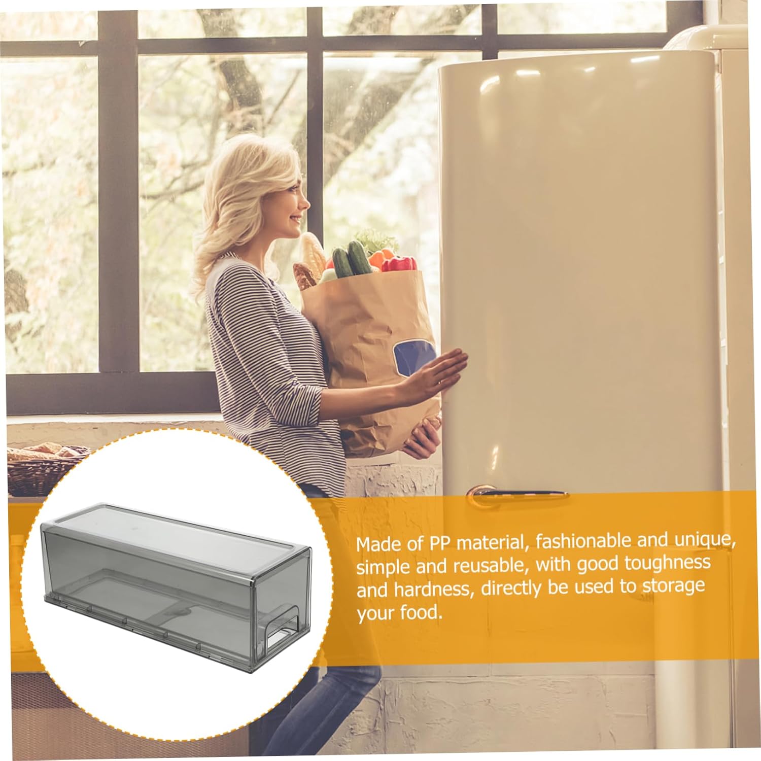 Mipcase 2pcs Fridge Storage Container for Organized Food Stackable Refrigerator Drawer Bin Transparent Design for Fruits Vegetables and Dairy Items