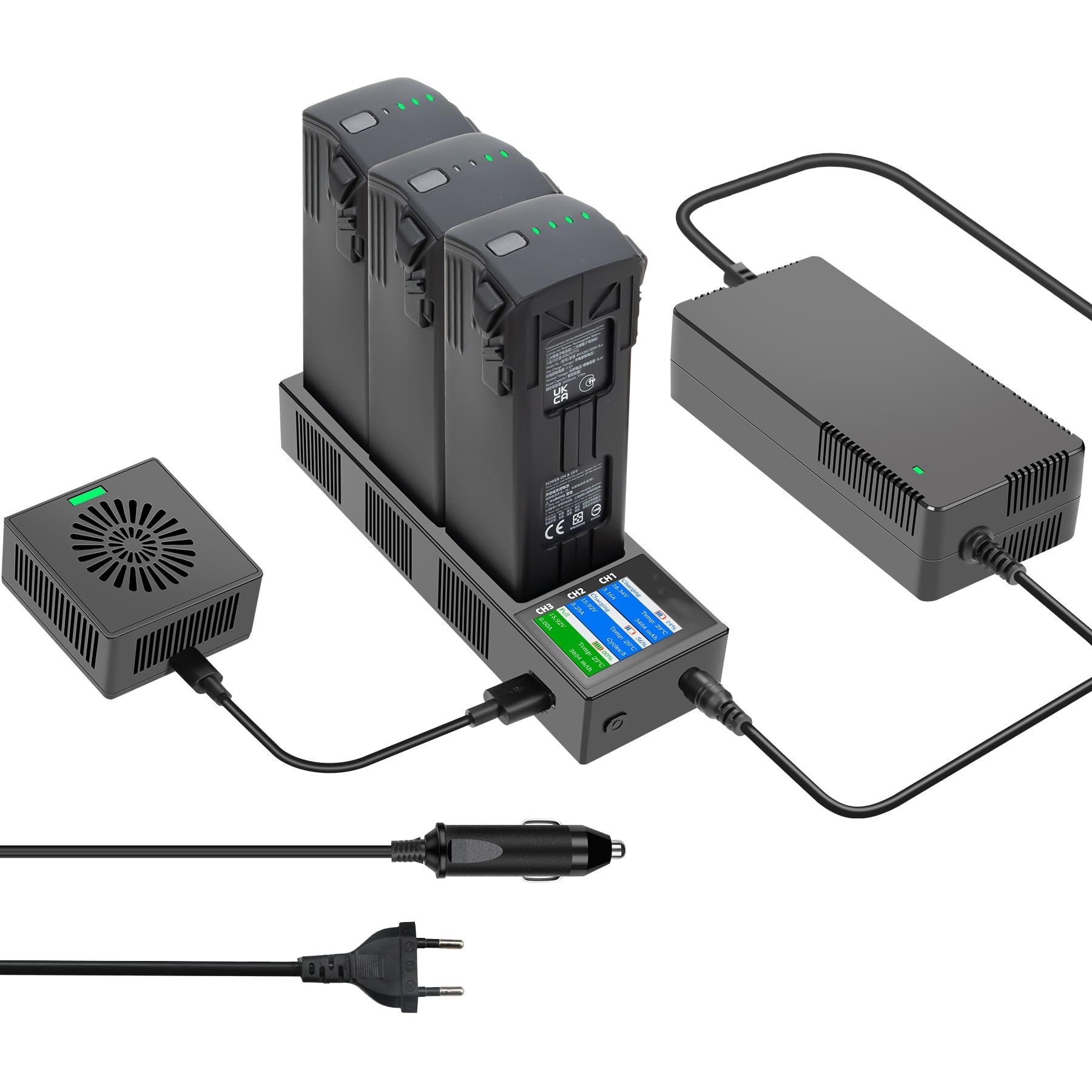 Caricabatteria compatibile per DJI Mavic 3, Hub di ricarica Caricatore USB Caricabatterie per droni Porta adattatori di ricarica Scaricatore Manutentore batteria (batterie non incluse)