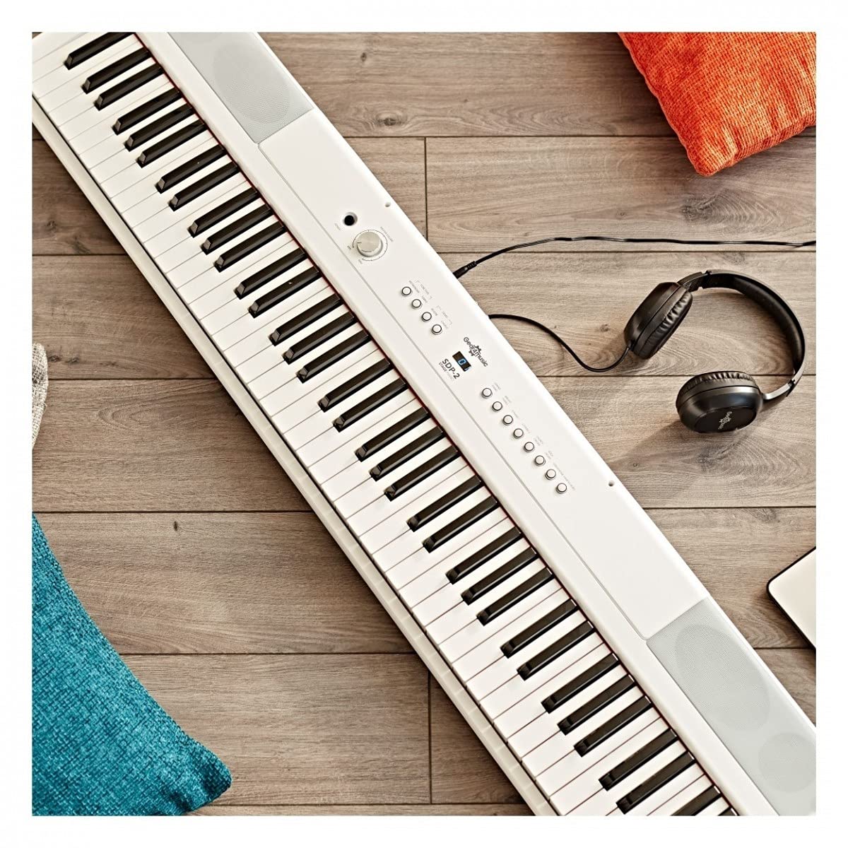 SDP-2 Pianoforte digitale con borsa da concerto Gear4music - Bianco | Pianoforte Digitale Pesato 88 Tasti, Alimentato a Rete o Batterie, Altoparlanti e Uscita Cuffie Integrati, Borsa