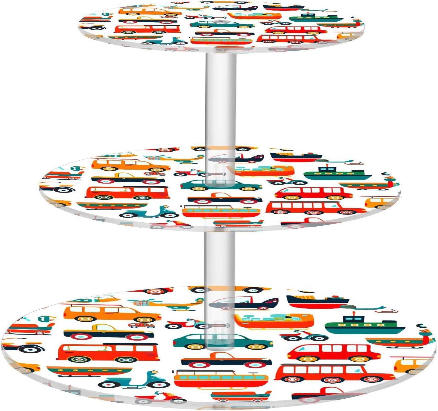 Car Ferry 3 Tier Acrylic Cupcake Stand, Cupcake Stand for 34 Cupcakes for Weddings, Christmas,Holidays,Parties,Birthday,Printed Cupcake Tower 233001010