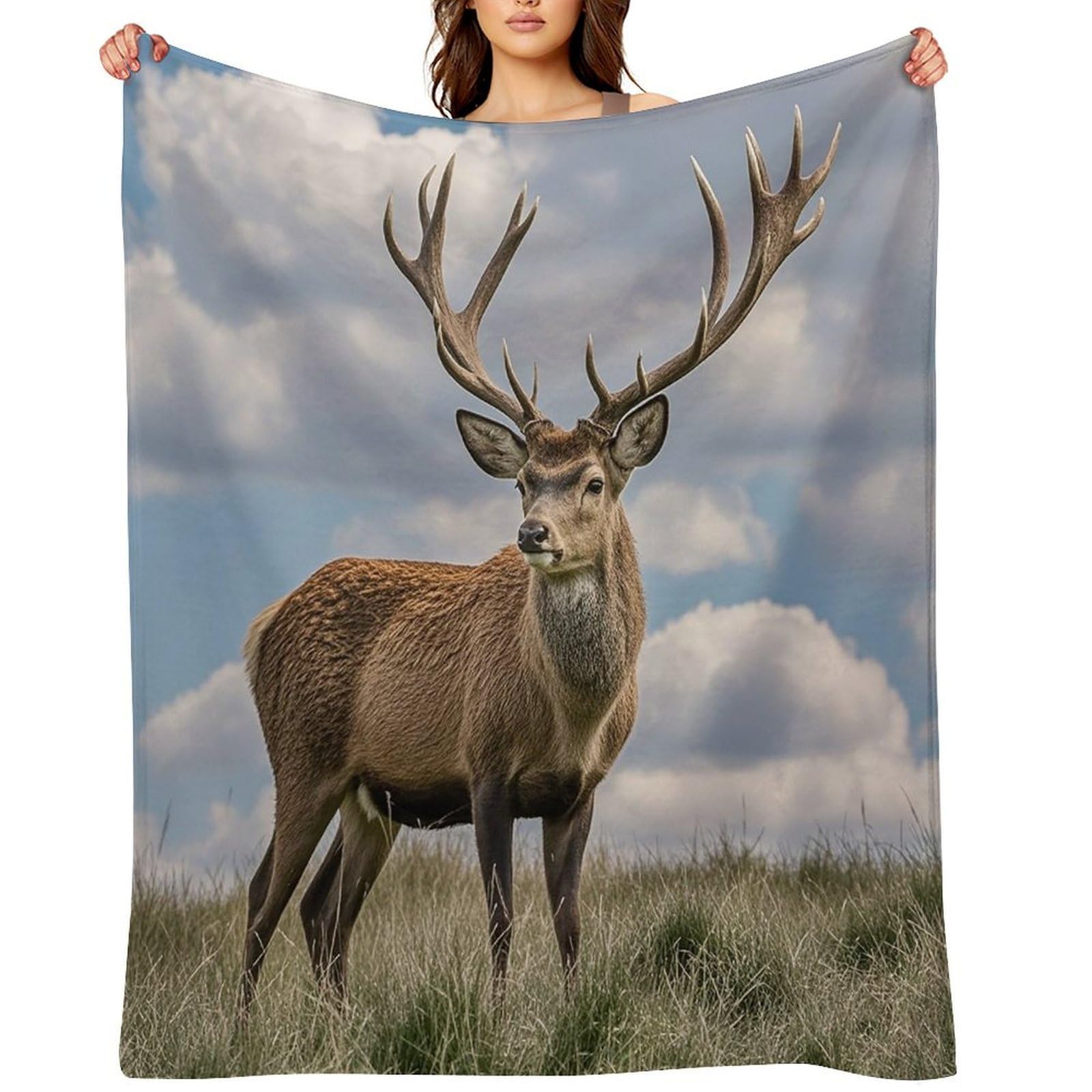 Flannel Elk Throw Blanket for Couch Super Soft Fuzzy Cozy Flannel Blankets No Shed No Pilling FAnti-Static Winter Bed Blanket Decorative and Giftable Blankets