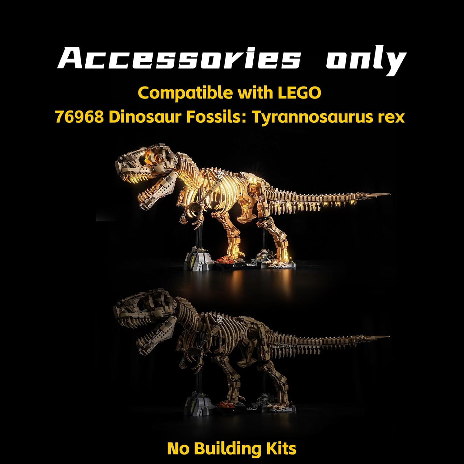 BrickBling LED Light Only, Compatible with Lego Dinosaur Fossils: Tyrannosaurus rex, Creative Lighting Kit Compatible with Lego 76968-Not Come with Model (RC Version Light)