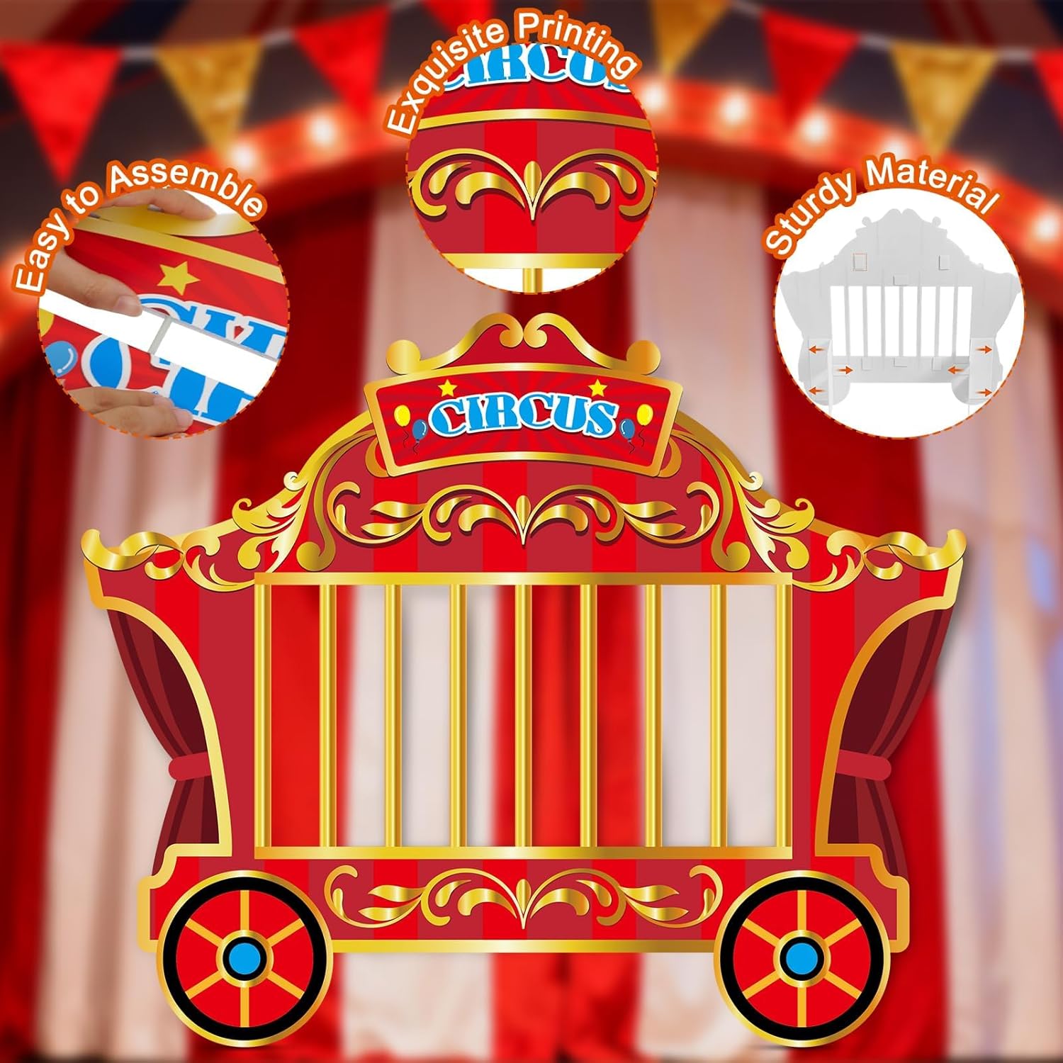 3.6FT Circus Cage Cardboard Cutout Standee Life-Size Carnival Cage Photo Booth Prop Circus Theme Party Decoration for Birthday Baby Shower Entrance Party Supplies Cake Table Decor Gift Favor