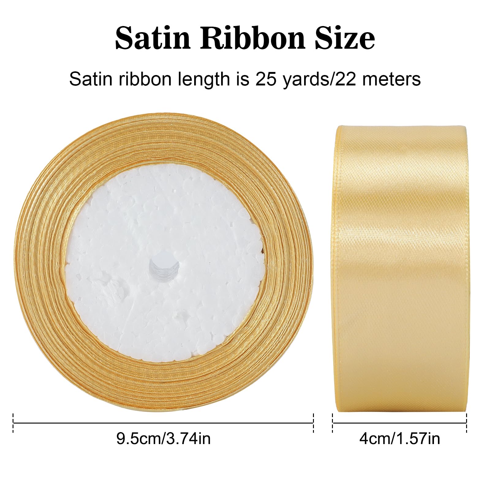 G2PLUS Gold Satin Ribbons 40mm: Wide Fabric Ribbons for Gift Wrapping Cake Decoration & Crafting, 22m, 40mm-22m-1pc - Image 2