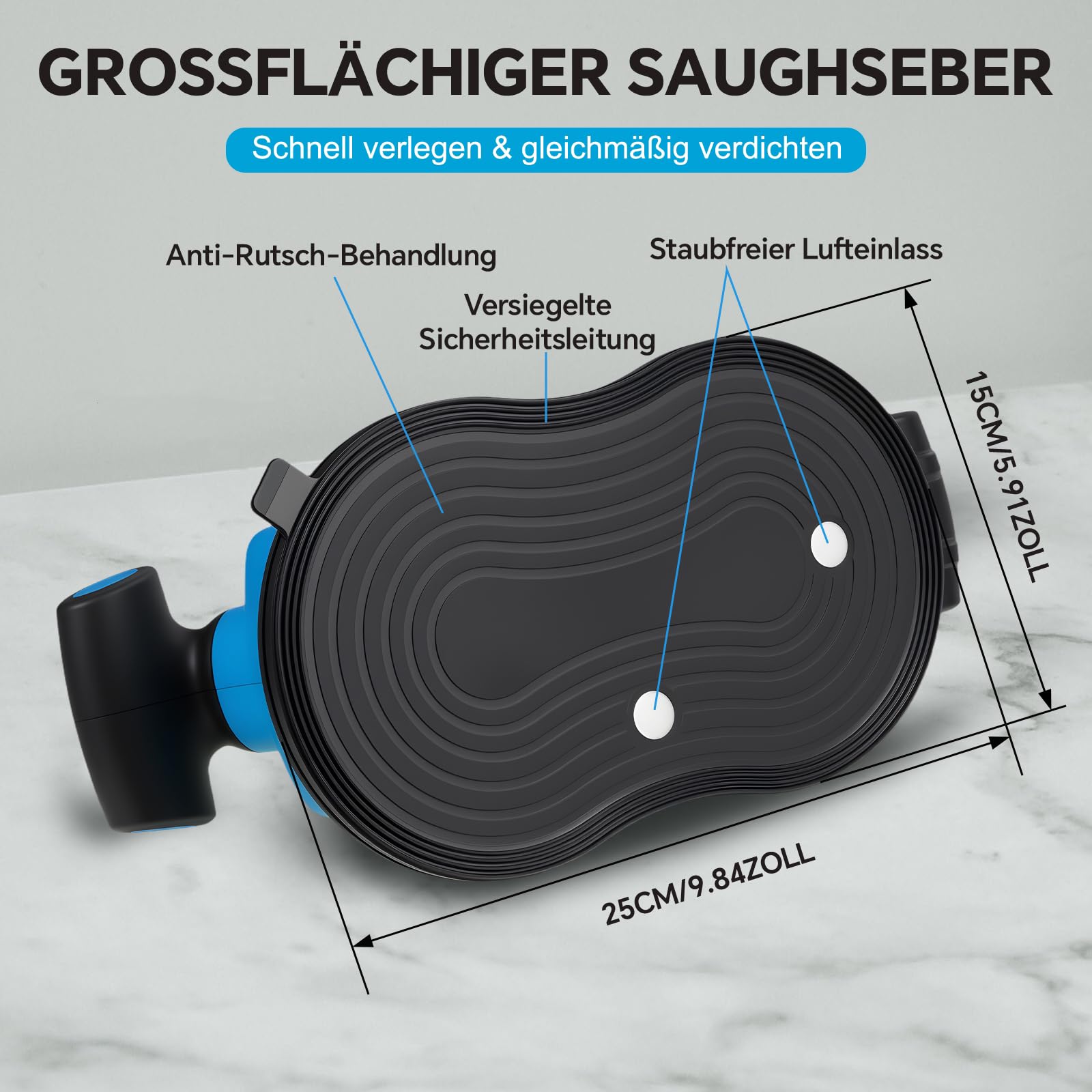 2IN1 Akku Fliesenrüttler & 25CM Akku Saugheber für Makita Akku 18V | mit 9 Stufen, 220 KG Saugkraft,Fliesen Vibrationsgerät Fliesenvibrator für 3M Fliesen Wandfliesen (mit 1x BL1840B Akku)