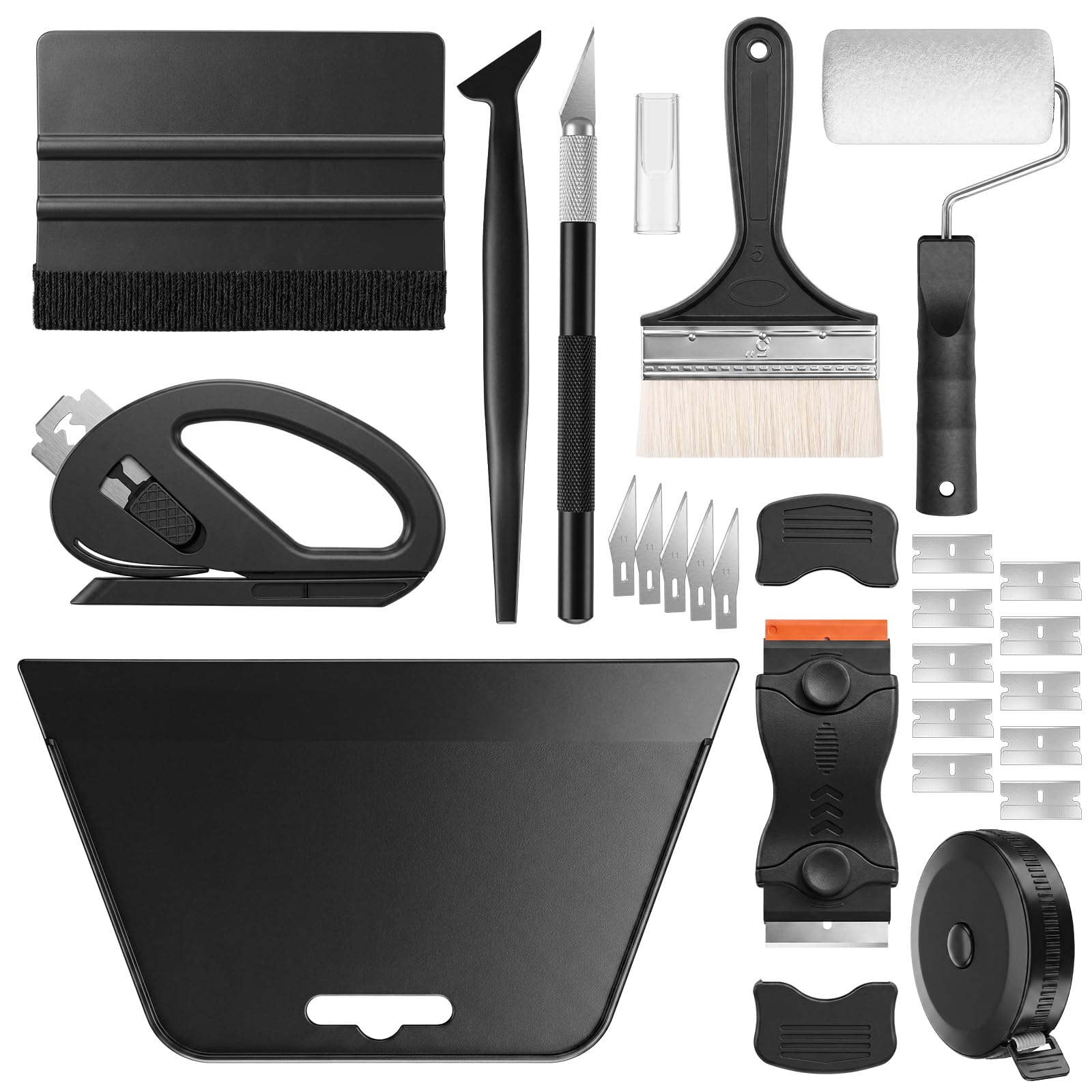 11pcs Wallpaper Smoothing Tool, Peel and Stick Wallpaper Kit, Black