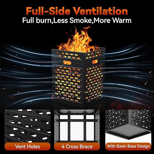 Miniatura 5 de Burn Barrel - Tambor de combustión ultra grueso de 30 pulgadas y 63 galones para incinerador de residuos de patio, jaula de quemaduras para