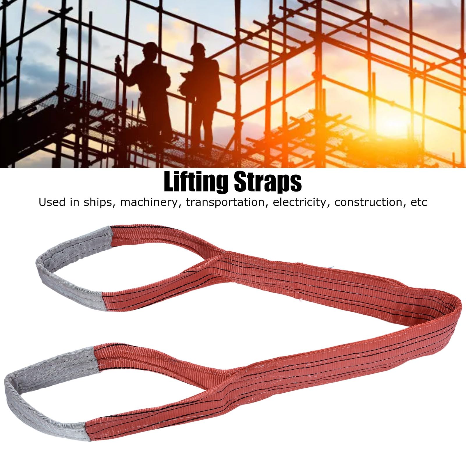 lingue de Levage Plate Robuste 5T, Sangle en PES Haute rsistance de pour grement de Grue, Construction, Machines, Transport (2m)
