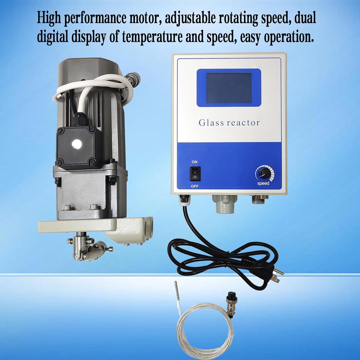 10L Single Layer Glass Reactor Chemical Lab Jacketed Reactor with Heating & Stirring Single-Layer Glass Digital Display Vessel for Chemistry Reaction Distillation 110V