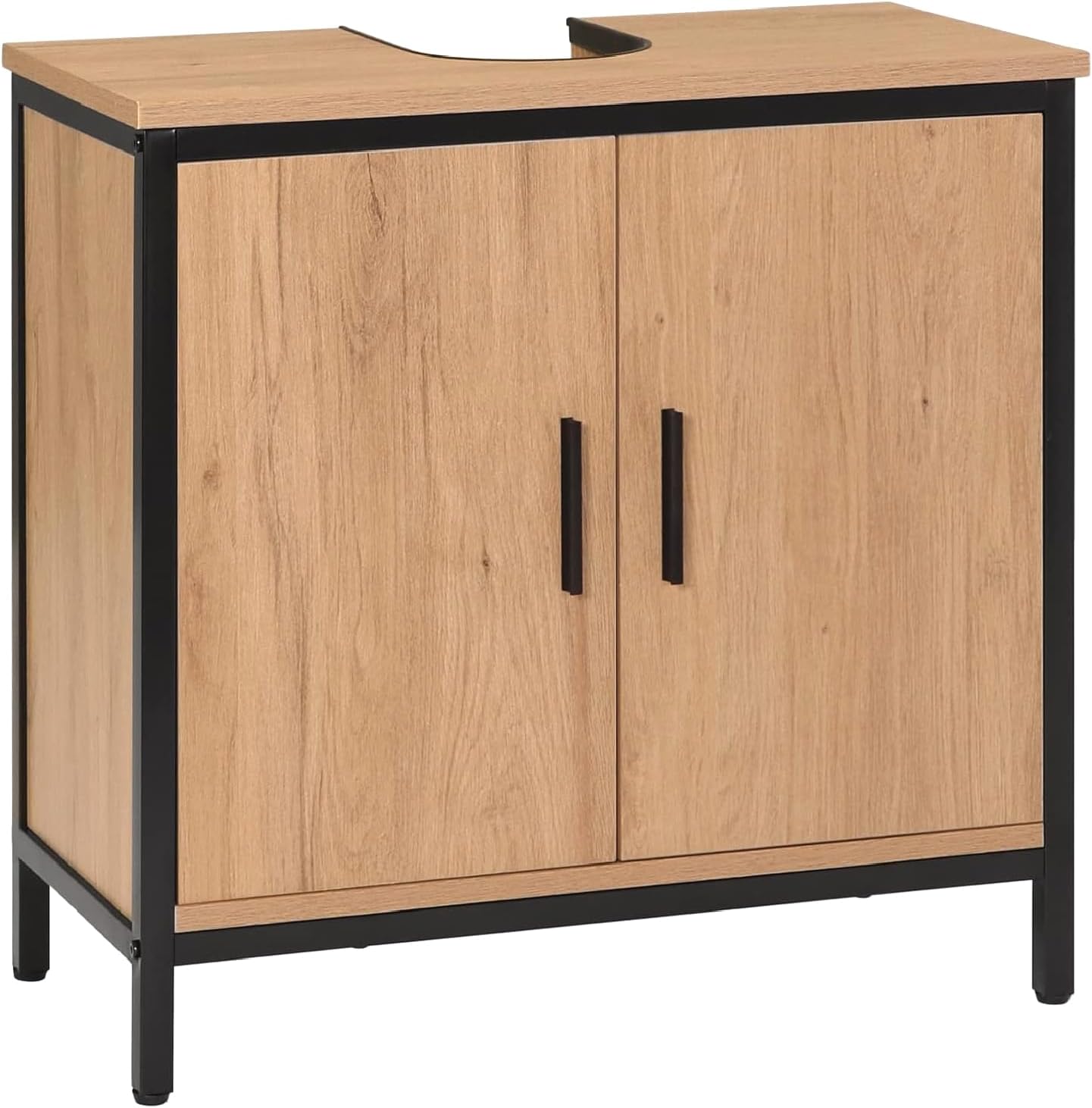 HOMCOM Waschbeckenunterschrank 60x30x60cm - Badezimmerschrank Mit 2 Türen In Eiche Optik