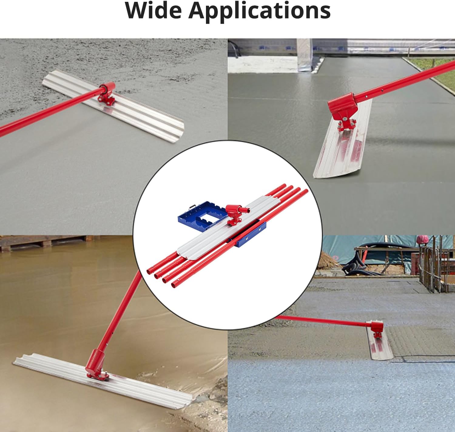 Towallmark 48x8" Magnesium Concrete Bull Float Kit, Professional Round End Cement Finishing Tool with 4 Adjustable Handles 6ft & Metal Storage Case, Aluminum Alloy for Smooth Efficient Leveling