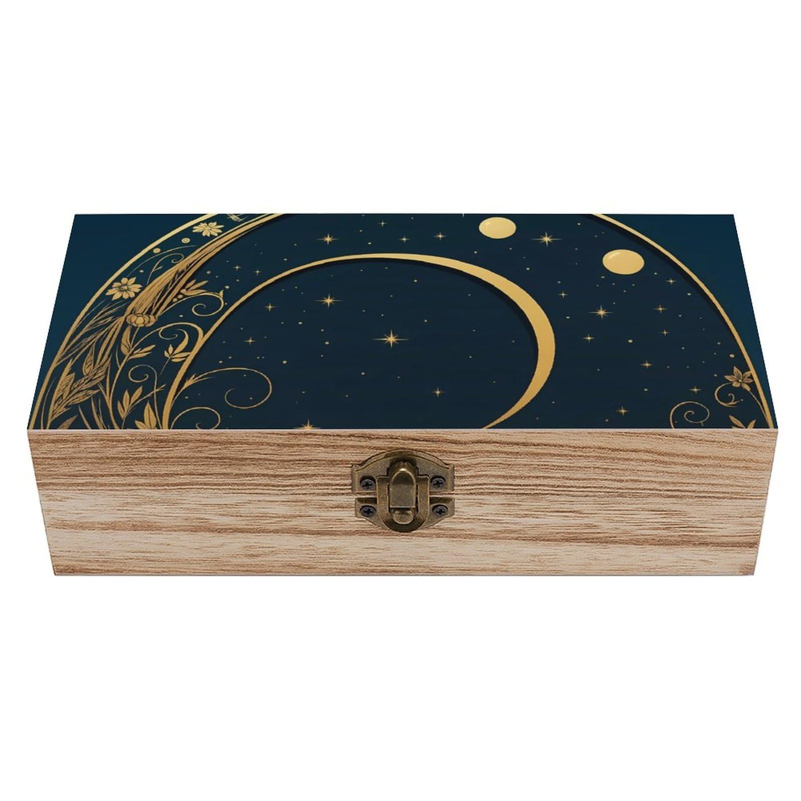 HLBSDM Moon & Starry Retro Wooden Storage Box Jewelry Art Gift Boxs Decorative Keepsake Boxes